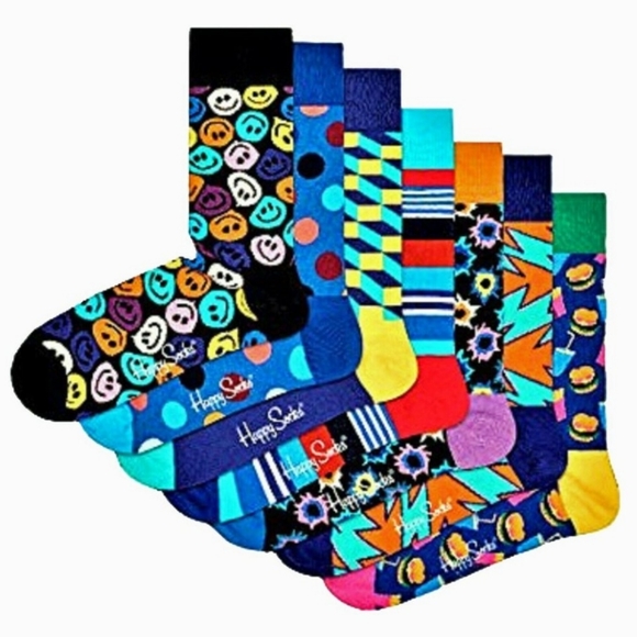 Happy Socks Other - Happy Socks Assorted Colorful Premium Cotton Sock 7 Day Gift Box Unisex 9-11